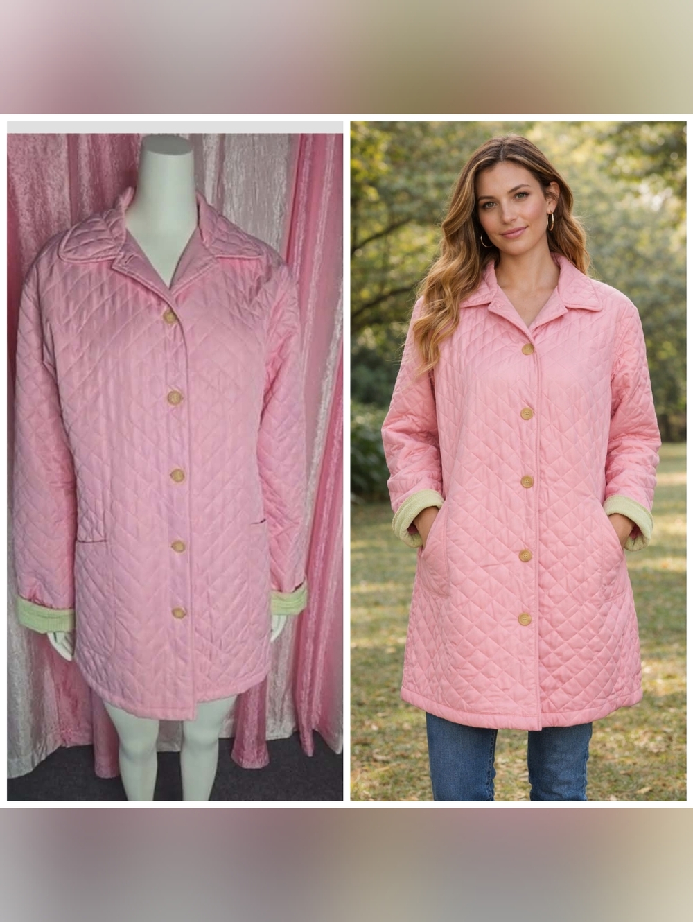 Lilly Pulitzer Pink Classic Quilted Lightweight Lined Coat Size XL